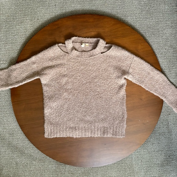 By Anthropologie Sweaters - MOTH by Anthropologie Cold Shoulder Fuzzy Sweater